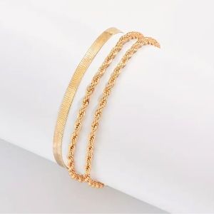 NEW Minimalistic Modern Gold 18k Bracelets Set of three